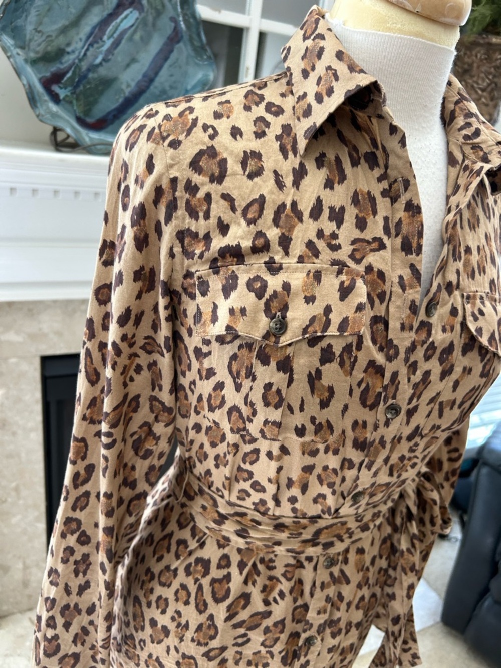 Ralph Lauren Leopard-Print Midi Shirt Dress - Brown/Tan - Picture 7 of 13